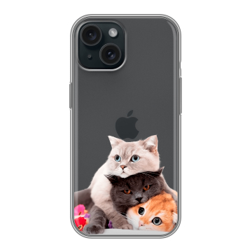 Силиконовый чехол на Iphone 15 с принтом Кошки Силиконовый чехол на Iphone 15 с принтом Кошки
