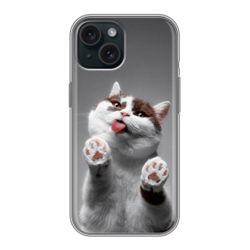 Силиконовый чехол на Iphone 15 с принтом Коты Силиконовый чехол на Iphone 15 с принтом Коты