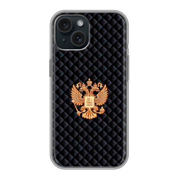 Силиконовый чехол на Iphone 15 с принтом Герб России принт Силиконовый чехол на Iphone 15 с принтом Герб России принт