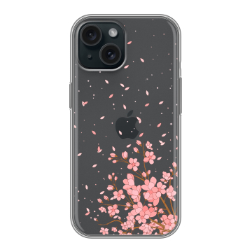 Силиконовый чехол на Iphone 15 с принтом Ветка сакуры Силиконовый чехол на Iphone 15 с принтом Ветка сакуры