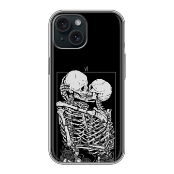 Силиконовый чехол на Iphone 15 с принтом Поцелуй скелетов Силиконовый чехол на Iphone 15 с принтом Поцелуй скелетов