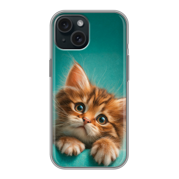 Силиконовый чехол на Iphone 15 с принтом котенок Силиконовый чехол на Iphone 15 с принтом котенок