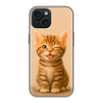 Силиконовый чехол на Iphone 15 с принтом котенок Силиконовый чехол на Iphone 15 с принтом котенок