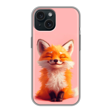 Силиконовый чехол на Iphone 15 с принтом милая лиса Силиконовый чехол на Iphone 15 с принтом милая лиса