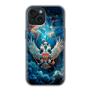Силиконовый чехол на Iphone 15 с принтом Герб флаг России Силиконовый чехол на Iphone 15 с принтом Герб флаг России