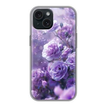 Силиконовый чехол на Iphone 15 с принтом Розы цветы Силиконовый чехол на Iphone 15 с принтом Розы цветы