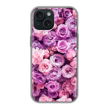 Силиконовый чехол на Iphone 15 с принтом лавандовые розы