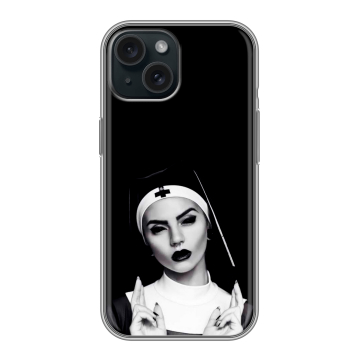 Силиконовый чехол на Iphone 15 с принтом монашка Силиконовый чехол на Iphone 15 с принтом монашка