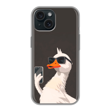 Силиконовый чехол на Iphone 15 с принтом утка в очках Силиконовый чехол на Iphone 15 с принтом утка в очках