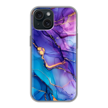 Силиконовый чехол на Iphone 15 с принтом синий мрамор Силиконовый чехол на Iphone 15 с принтом синий мрамор