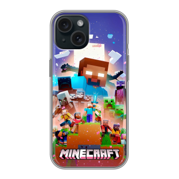 Силиконовый чехол на Iphone 15 с принтом Майнкрафт Minecraft Силиконовый чехол на Iphone 15 с принтом Майнкрафт Minecraft