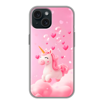 Силиконовый чехол на Iphone 15 с принтом Единорог Силиконовый чехол на Iphone 15 с принтом Единорог