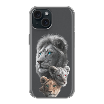 Силиконовый чехол на Iphone 15 с принтом Львы