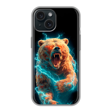 Силиконовый чехол на Iphone 15 с принтом Медведь