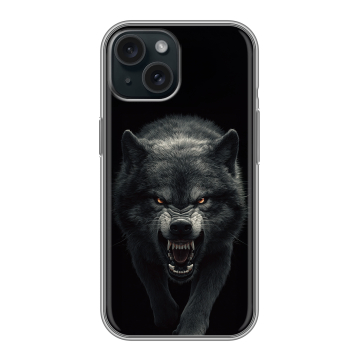 Силиконовый чехол на Iphone 15 с принтом Волк Силиконовый чехол на Iphone 15 с принтом Волк