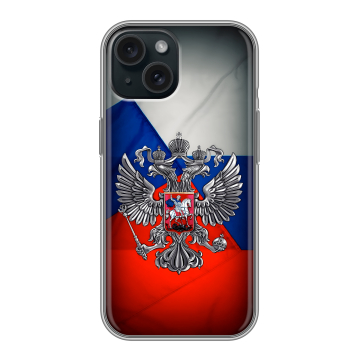 Силиконовый чехол на Iphone 15 с принтом Флаг России Силиконовый чехол на Iphone 15 с принтом Флаг России