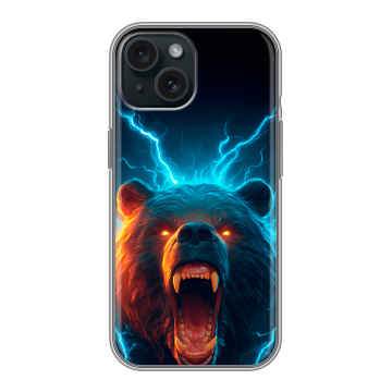 Силиконовый чехол на Iphone 15 с принтом Медведь