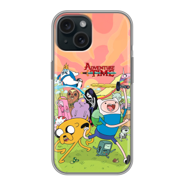 Силиконовый чехол на Iphone 15 с принтом Adventure time Время приключений