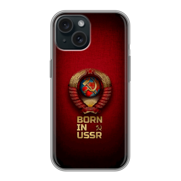 Силиконовый чехол на Iphone 15 с принтом Флаг Герб СССР