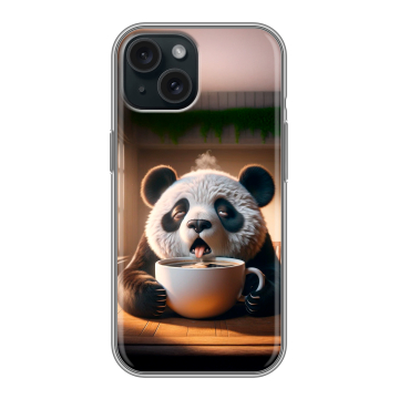 Силиконовый чехол на Iphone 15 с принтом смешная панда Силиконовый чехол на Iphone 15 с принтом смешная панда