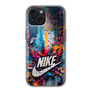 Силиконовый чехол на Iphone 15 с принтом Nike Найк Силиконовый чехол на Iphone 15 с принтом Nike Найк
