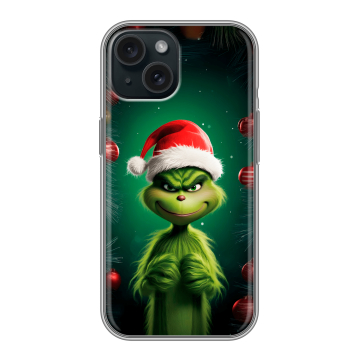 Силиконовый чехол на Iphone 15 с принтом Гринч Новый год Рождество