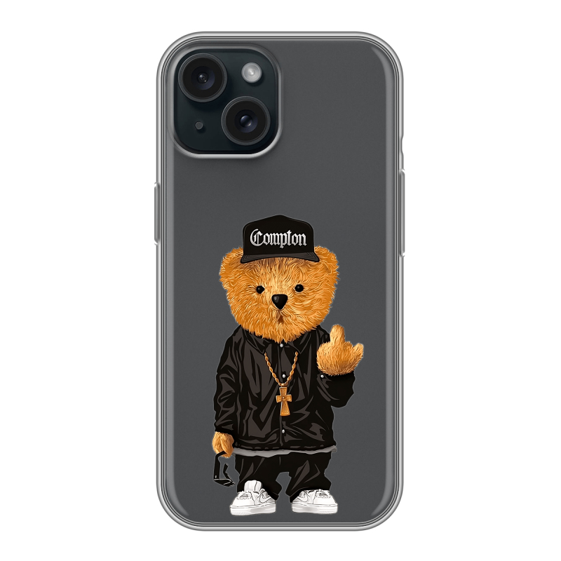 Силиконовый чехол на Iphone 15 с принтом Мишка Силиконовый чехол на Iphone 15 с принтом Мишка