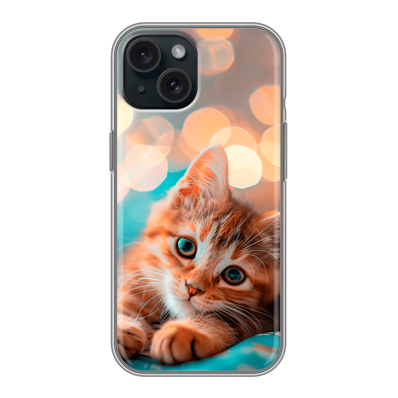 Силиконовый чехол на Iphone 15 с принтом котик Силиконовый чехол на Iphone 15 с принтом котик