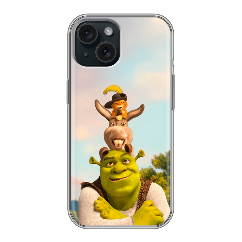 Силиконовый чехол на Iphone 15 с принтом Шрек Shrek Силиконовый чехол на Iphone 15 с принтом Шрек Shrek