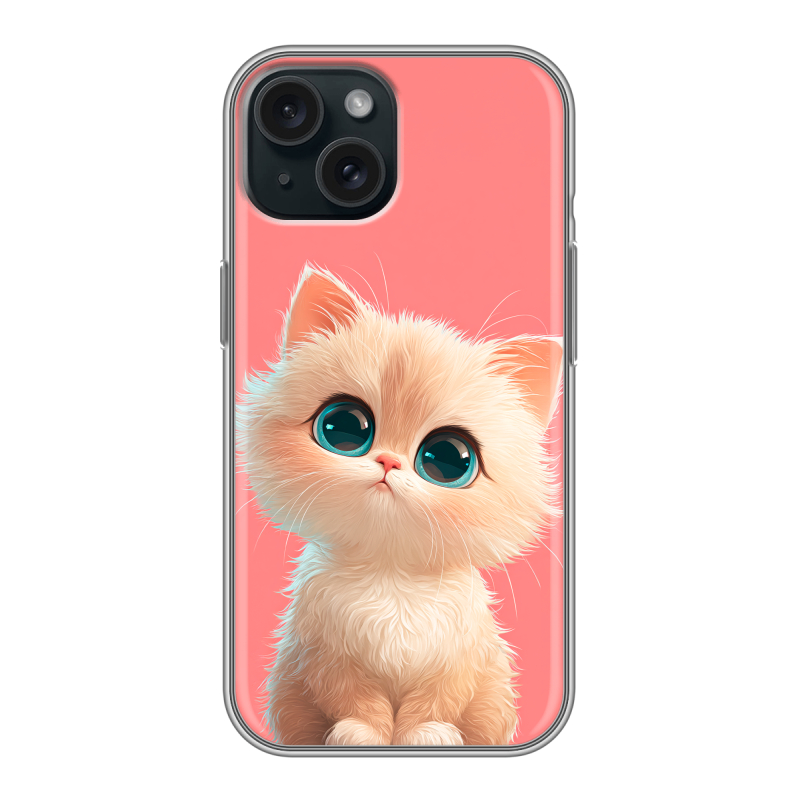 Силиконовый чехол на Iphone 15 с принтом Розовый котенок Силиконовый чехол на Iphone 15 с принтом Розовый котенок