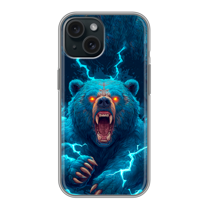 Силиконовый чехол на Iphone 15 с принтом Медведь Силиконовый чехол на Iphone 15 с принтом Медведь