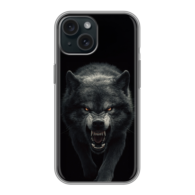 Силиконовый чехол на Iphone 15 с принтом Волк Силиконовый чехол на Iphone 15 с принтом Волк