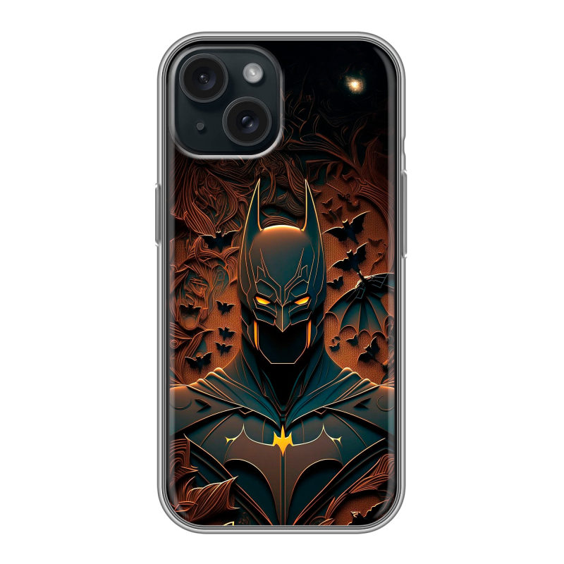 Силиконовый чехол на Iphone 15 с принтом Batman Бэтмен Силиконовый чехол на Iphone 15 с принтом Batman Бэтмен