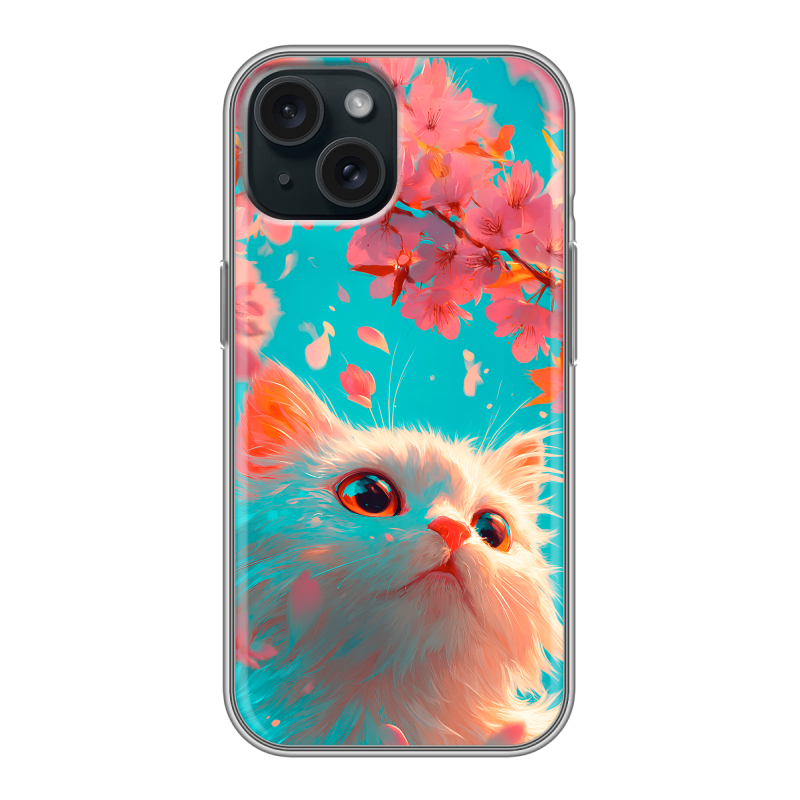 Силиконовый чехол на Iphone 15 с принтом Красивый кот Силиконовый чехол на Iphone 15 с принтом Красивый кот