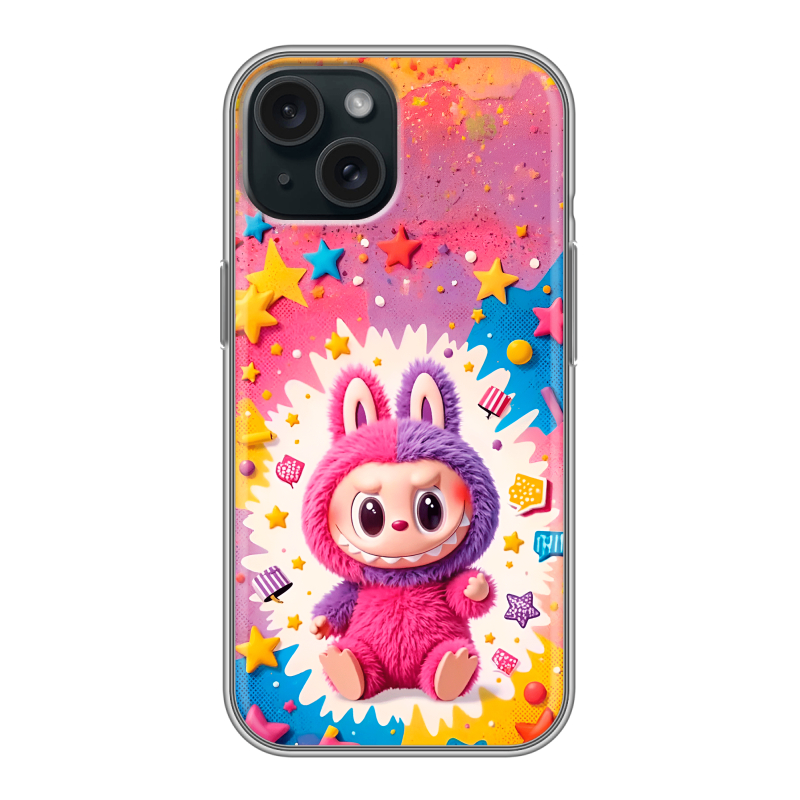Силиконовый чехол на Iphone 15 с принтом Labubu Лабубу Силиконовый чехол на Iphone 15 с принтом Labubu Лабубу