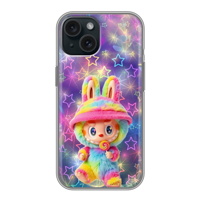 Силиконовый чехол на Iphone 15 с принтом Labubu Лабубу Силиконовый чехол на Iphone 15 с принтом Labubu Лабубу