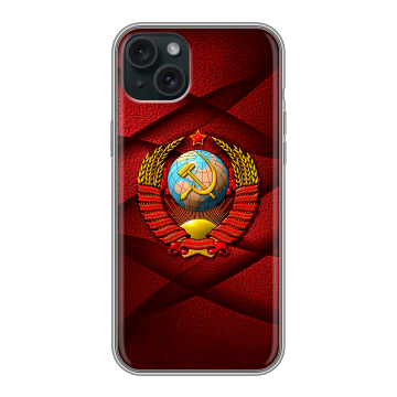 Силиконовый чехол на Iphone 15 Plus с принтом Герб СССР