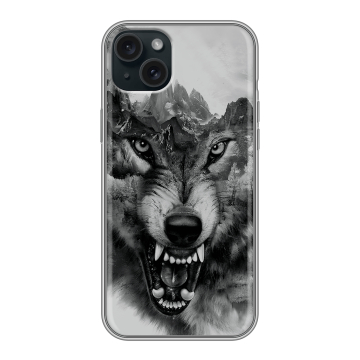 Силиконовый чехол на Iphone 15 Plus с принтом Волк