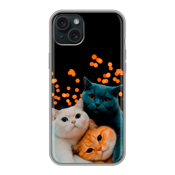 Силиконовый чехол на Iphone 15 Plus с принтом Кошки