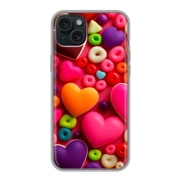 Силиконовый чехол на Iphone 15 Plus с принтом Сердечки