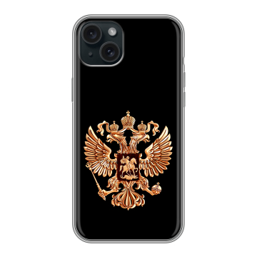 Силиконовый чехол на Iphone 15 Plus с принтом Герб России золотой Силиконовый чехол на Iphone 15 Plus с принтом Герб России золотой