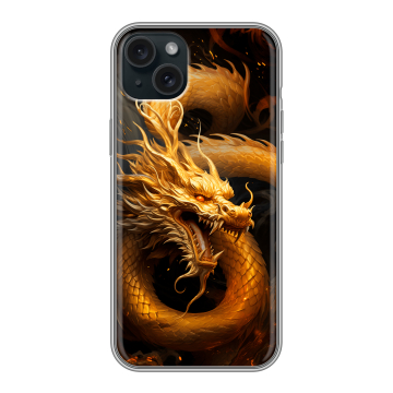 Силиконовый чехол на Iphone 15 Plus с принтом Золотой дракон Силиконовый чехол на Iphone 15 Plus с принтом Золотой дракон
