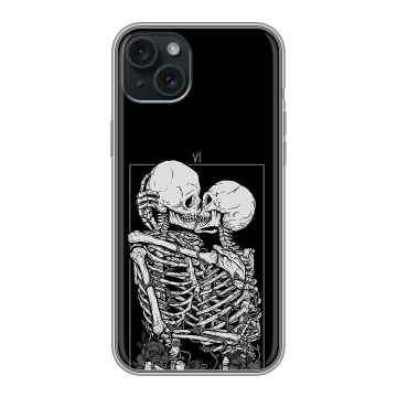 Силиконовый чехол на Iphone 15 Plus с принтом Поцелуй скелетов Силиконовый чехол на Iphone 15 Plus с принтом Поцелуй скелетов