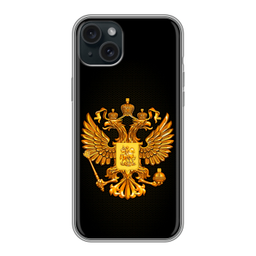 Силиконовый чехол на Iphone 15 Plus с принтом Герб России желтый Силиконовый чехол на Iphone 15 Plus с принтом Герб России желтый