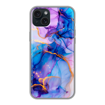 Силиконовый чехол на Iphone 15 Plus с принтом синий мрамор Силиконовый чехол на Iphone 15 Plus с принтом синий мрамор