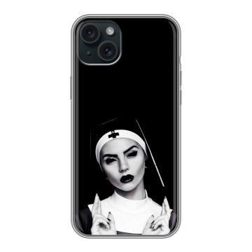 Силиконовый чехол на Iphone 15 Plus с принтом монашка