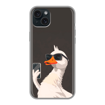 Силиконовый чехол на Iphone 15 Plus с принтом утка в очках Силиконовый чехол на Iphone 15 Plus с принтом утка в очках