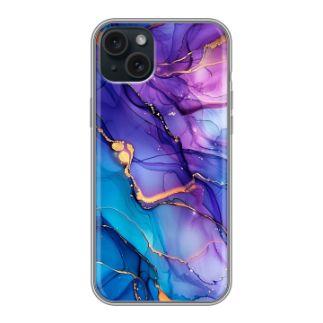 Силиконовый чехол на Iphone 15 Plus с принтом синий мрамор