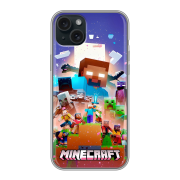 Силиконовый чехол на Iphone 15 Plus с принтом Майнкрафт Minecraft Силиконовый чехол на Iphone 15 Plus с принтом Майнкрафт Minecraft
