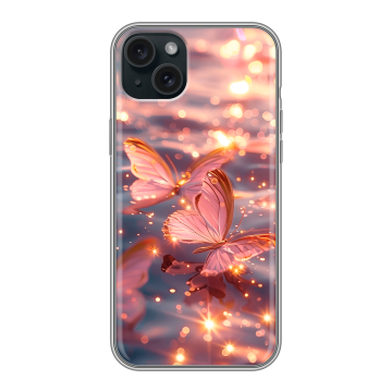 Силиконовый чехол на Iphone 15 Plus с принтом бабочки розовые Силиконовый чехол на Iphone 15 Plus с принтом бабочки розовые